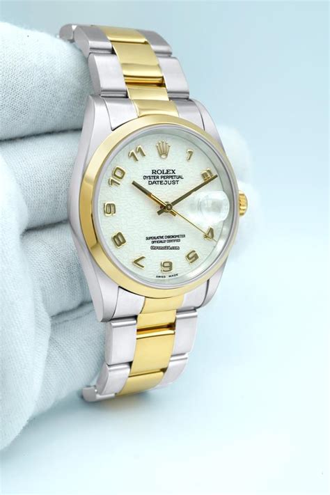 rolex 16203 36mm datejust ivory arabic dial & smooth bezel|rolex datejust 36 16203.